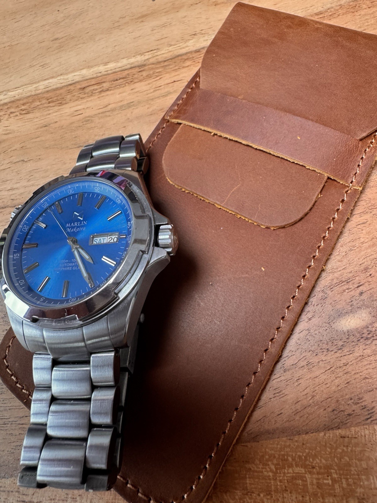 Watch travel case Real leather BROWN high End 7cm Width 38-42mm Ideal
