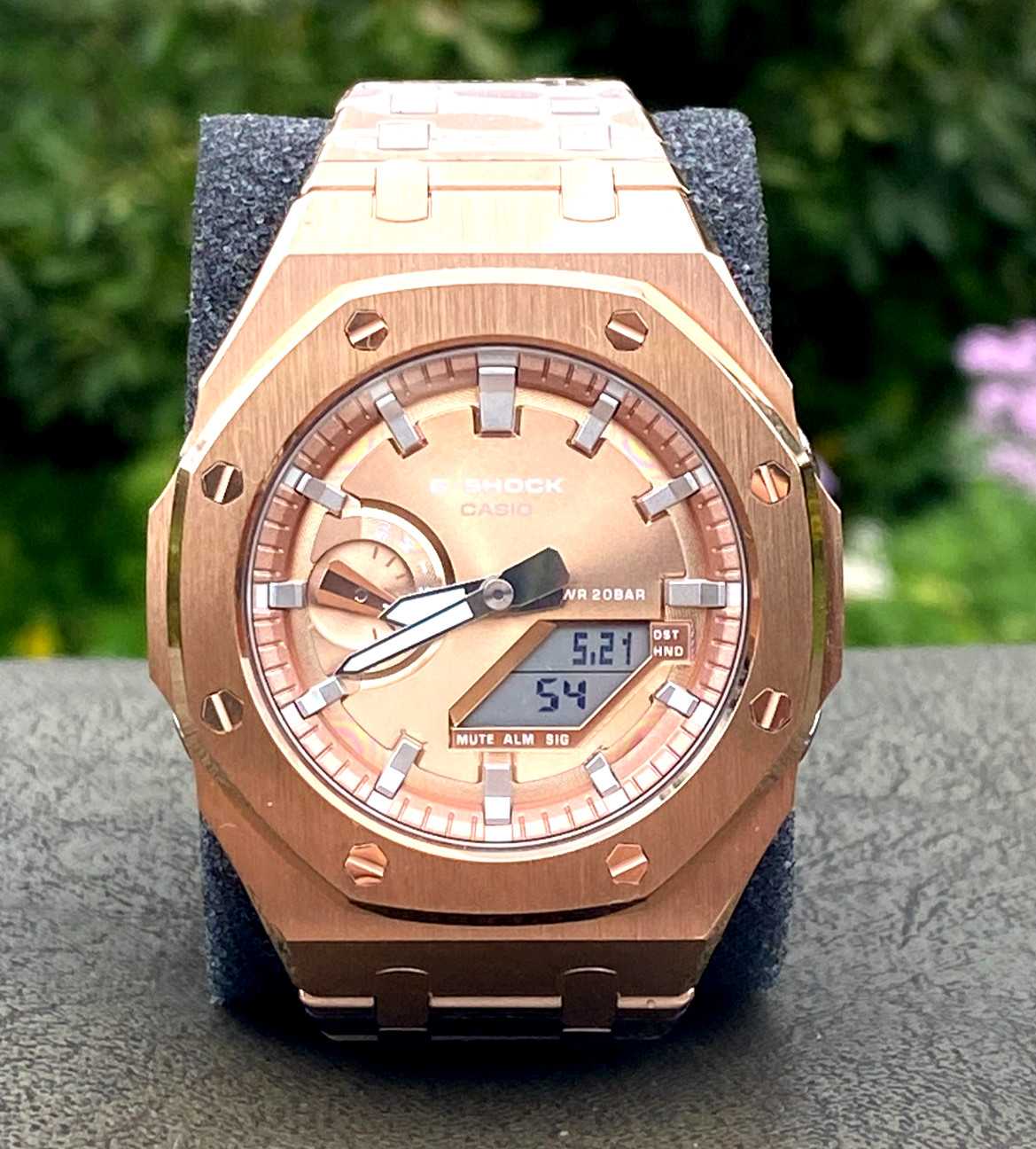 New Casio G-Shock GA2100 added Stainless Steel All Rose Gold Color MOD
