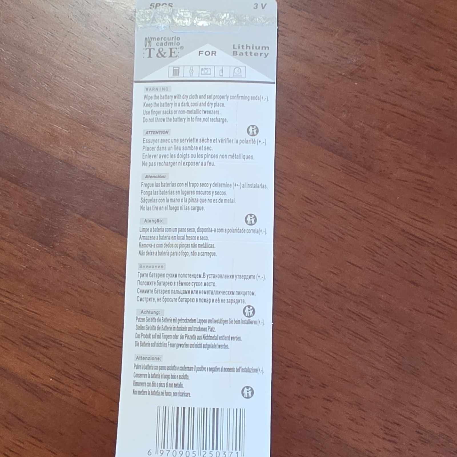 T&E CR1216 Lithium 3V Coin Cell Button Batteries 5-Pack
