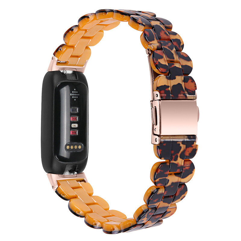 For Fitbit Inspire 3 Fashion Luxury Resin Strap Stainless Steel Watch Band