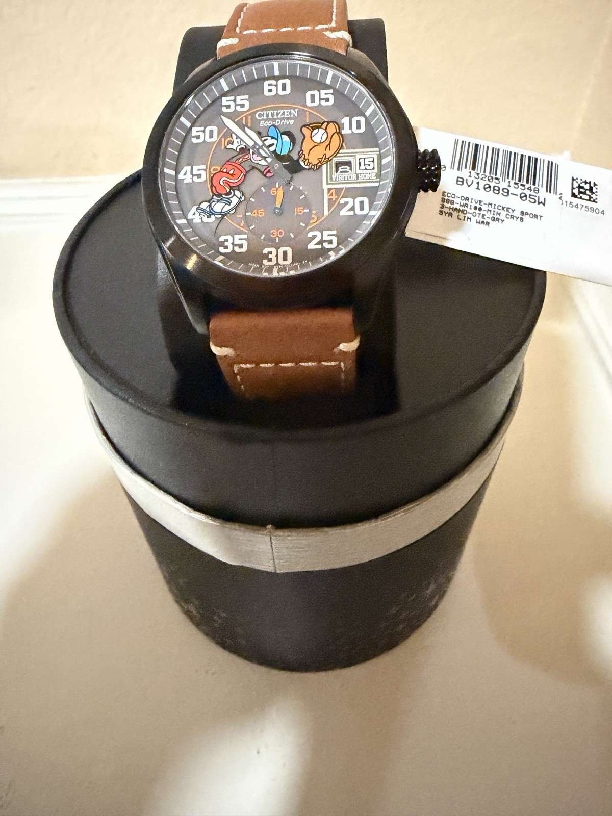 Citizen Eco-Drive Disney Mickey Mouse Watch BV1089-05W Leather Strap Actual Pics