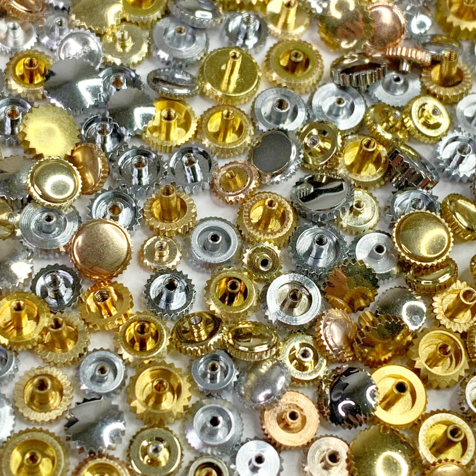 100 Watch Crowns Parts Art Steampunk Watchmakers Lot Gold Silver Repair Vintage