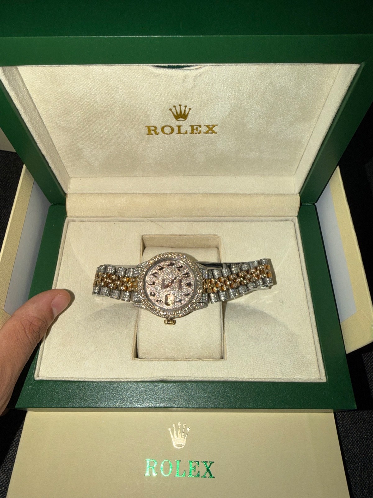rolex datejust 36mm jubilee two tone diamond arabic dial