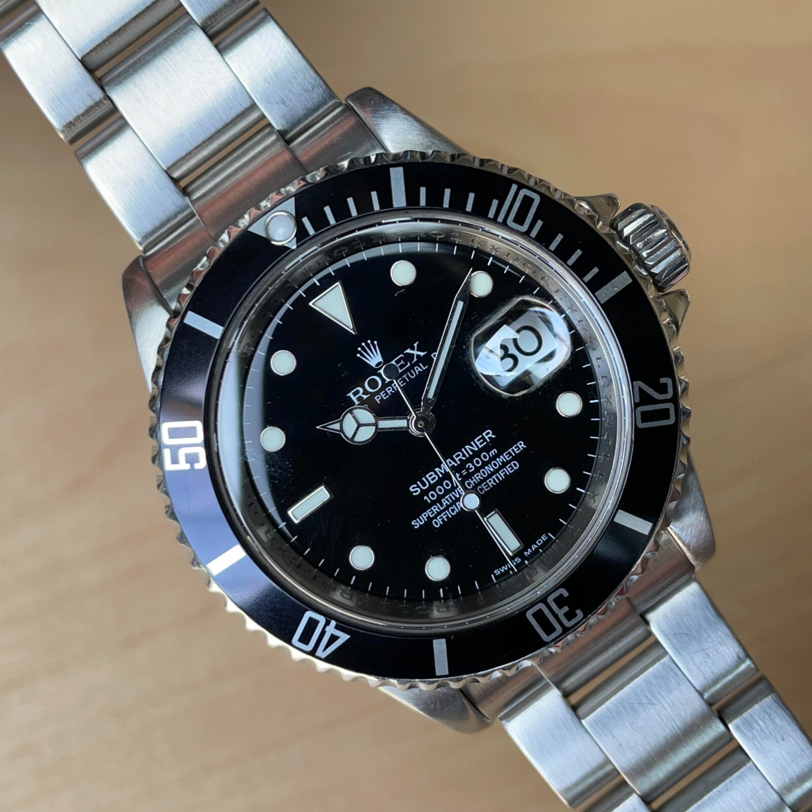 HORLOGEAR (Black) Flat 4 Bezel Insert for Rolex Submariner 16610LN 16800 PEARL