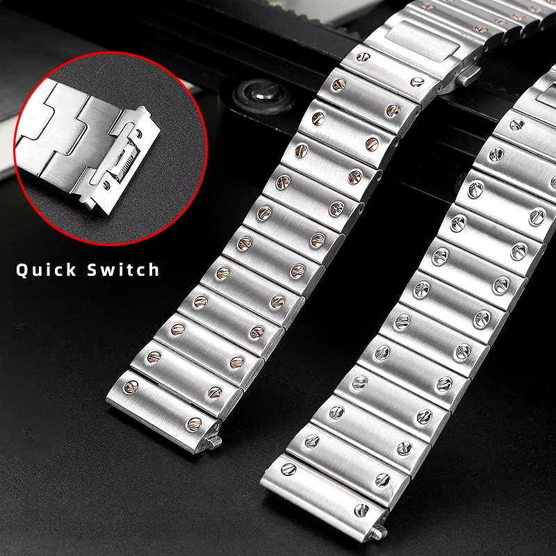21mm Watch Bracelet Steel Band Strap For Cartier Santos Medium WSSA0009 WSSA0010
