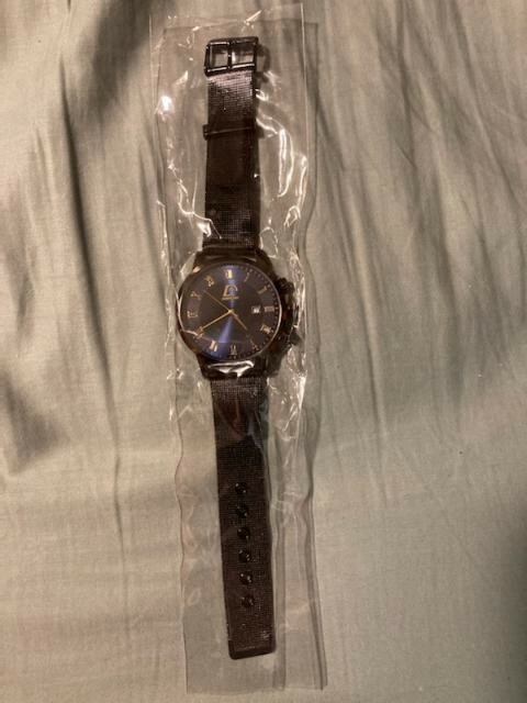 dijanes watch black and blue metal mesh band 