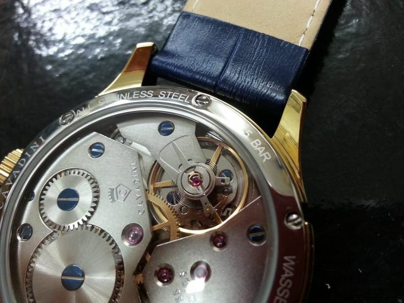 Cavadini Men’s Watch Swiss Made Manual Wind Unitas ETA-6497 Stainless 46mm CV-1301