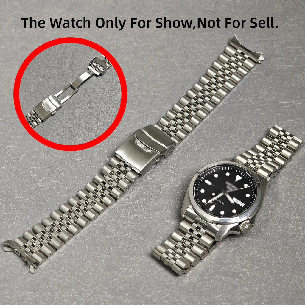 For Seiko SRPE53 20mm Silver Jubilee WatchBand Bracelet With Hollow Curved End