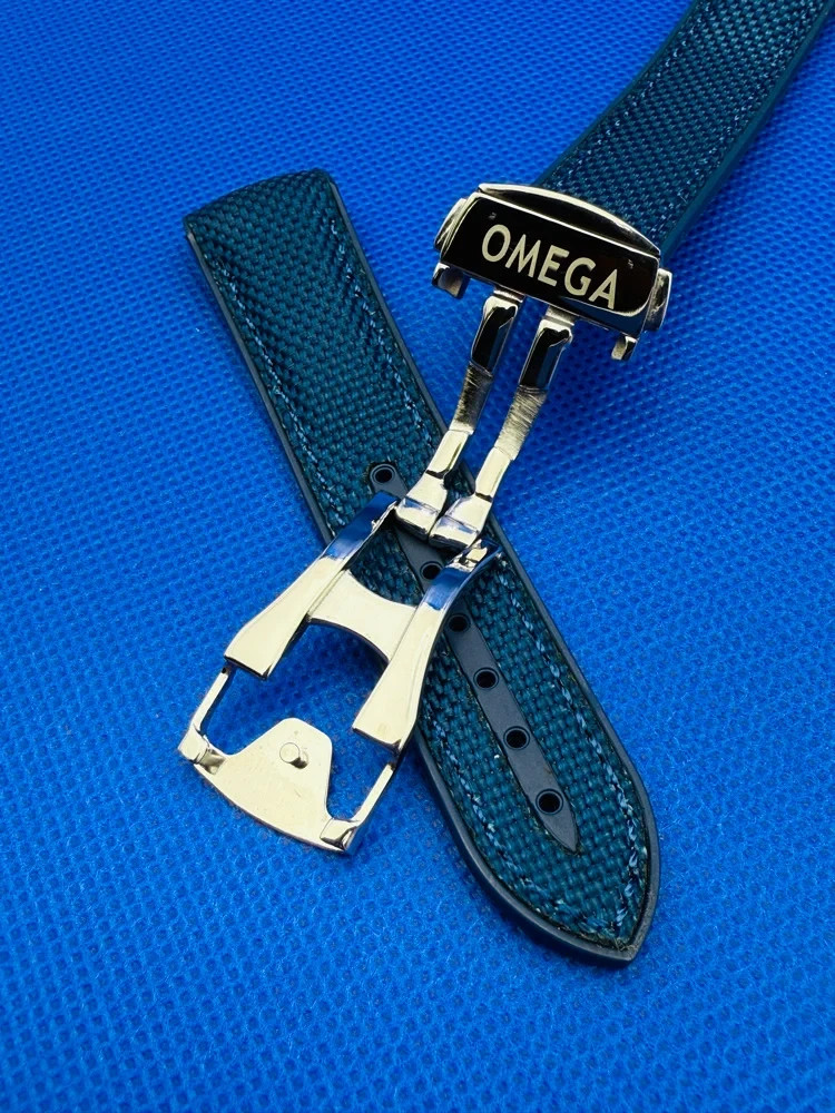 20mm Omega Seamaster Planet Ocean Blue Nylon/Rubber Watch Strap band
