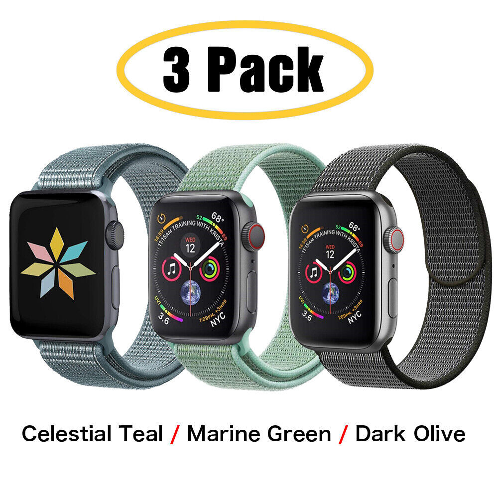 3 PACK Nylon Sport Band Strap For Apple Watch Series 11 10 9 8 7 6 SE 38/49mm