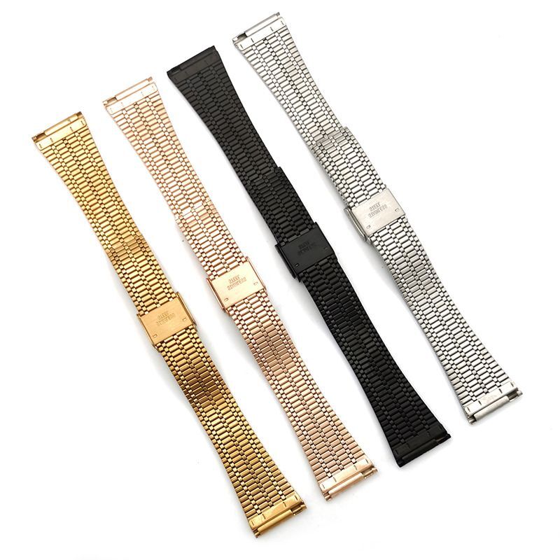 Tapered Stainless Steel Watch Strap 18mm 20mm 22mm Quick Release 7 Bead Bracelet