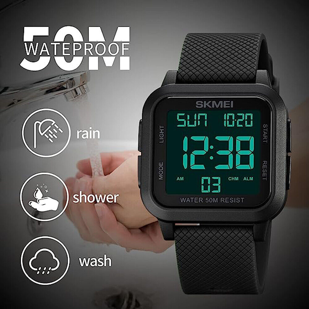 Fashion Men’s Sports Watch LED Large Digital Waterproof Multifunction Wristwatch