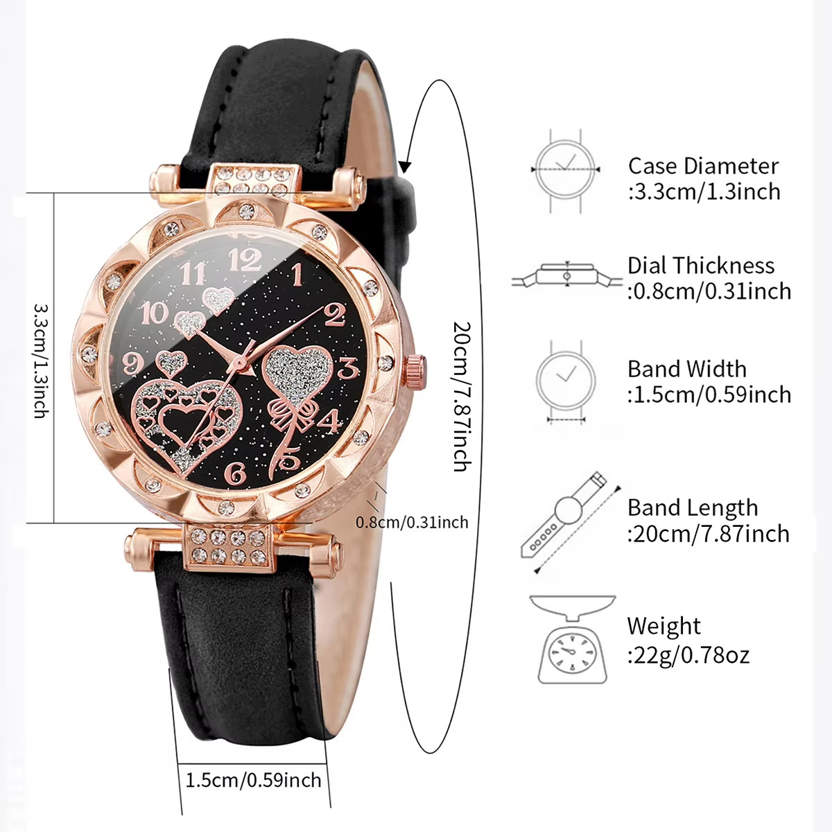 4Pcs/Set Women’S Watches Fashion Rhinestone Ladies Quartz Watch Leather Band Wri