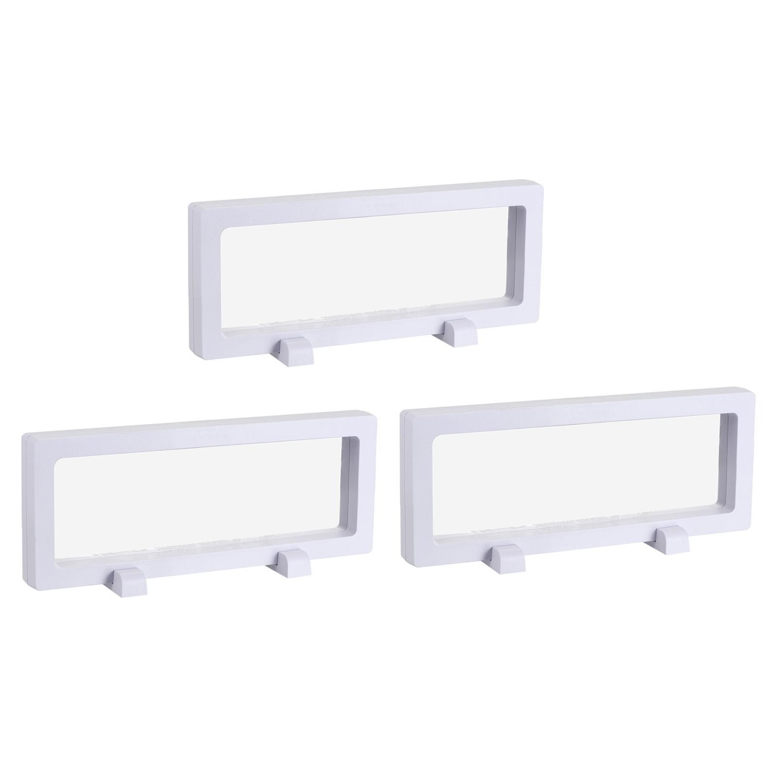 Floating Thin Film Display Box with Base 18cm x 7cm x 2cm White Pack of 3