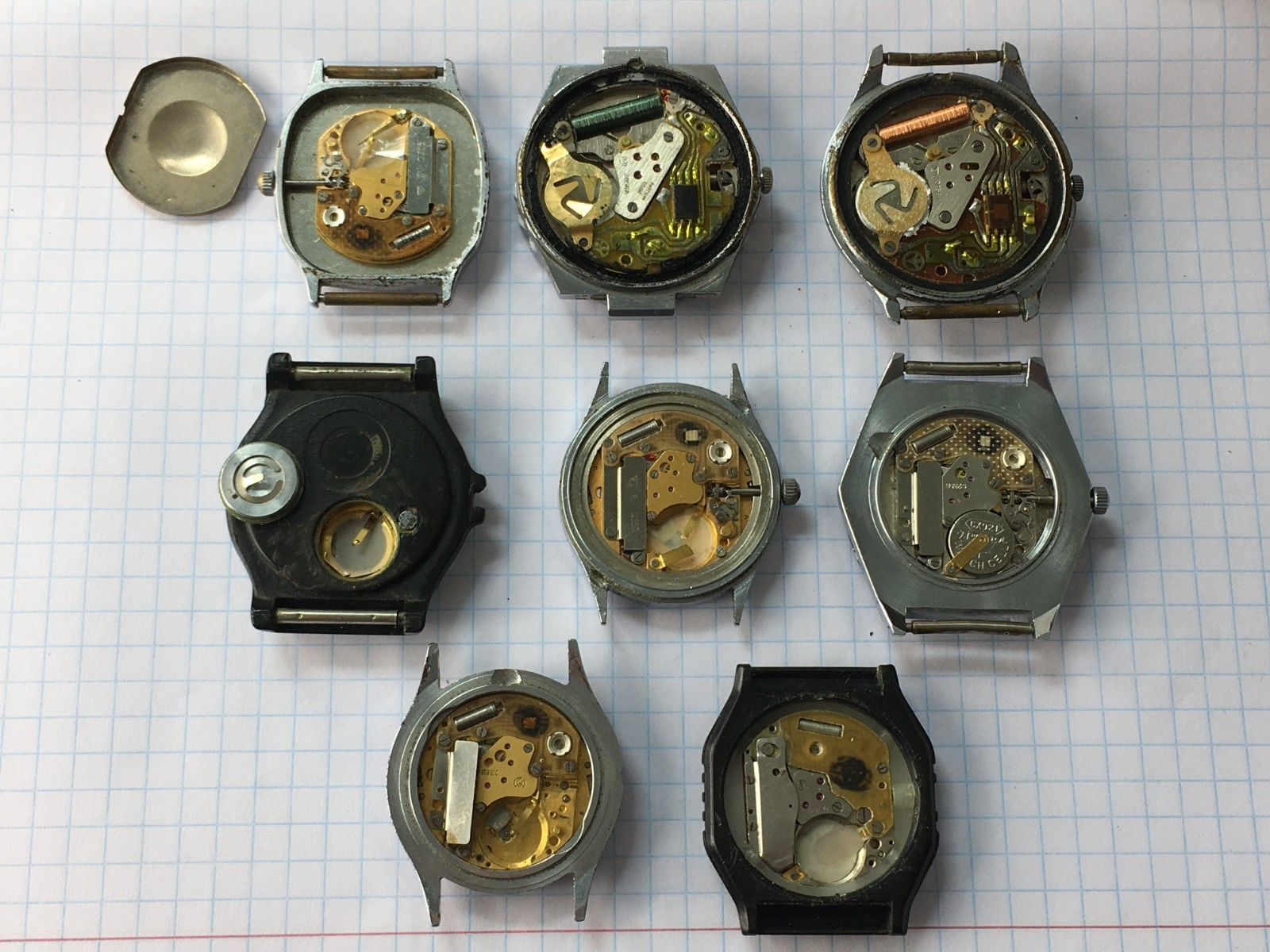 Lot of 8 Vintage USSR men’s quartz Watches Slava Poljot Chaika For Parts Repair