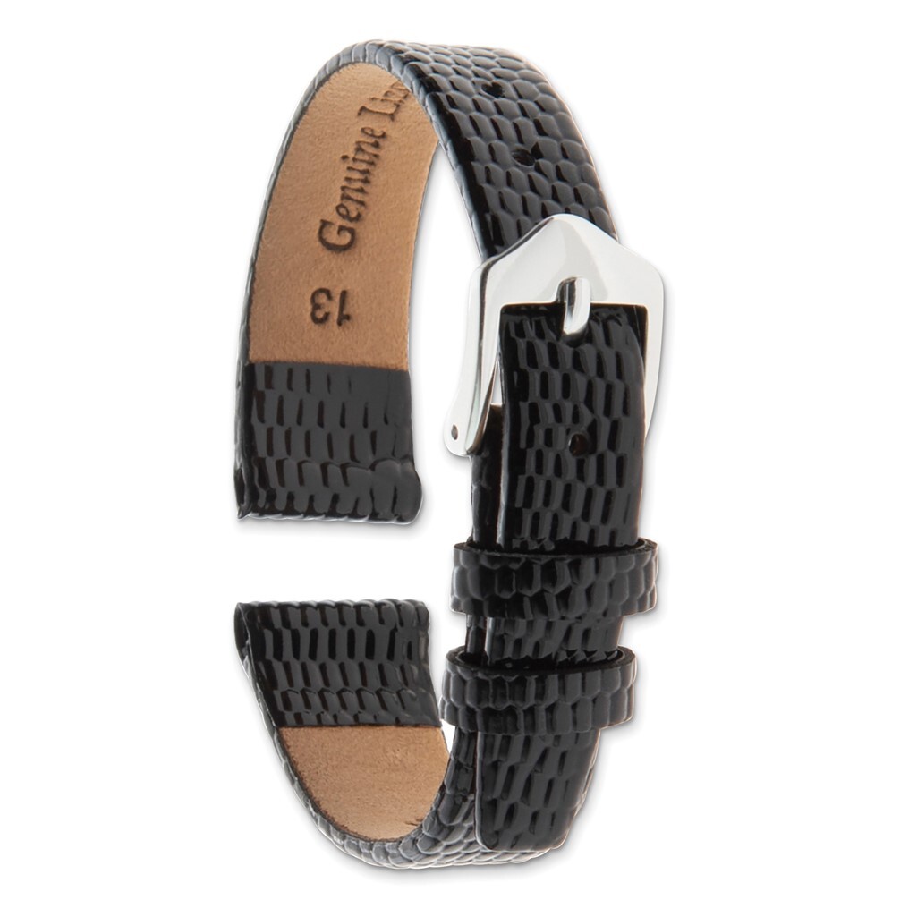 Gilden 13mm Black Flat Lizard-Style Grain Calfskin w/Watch Band