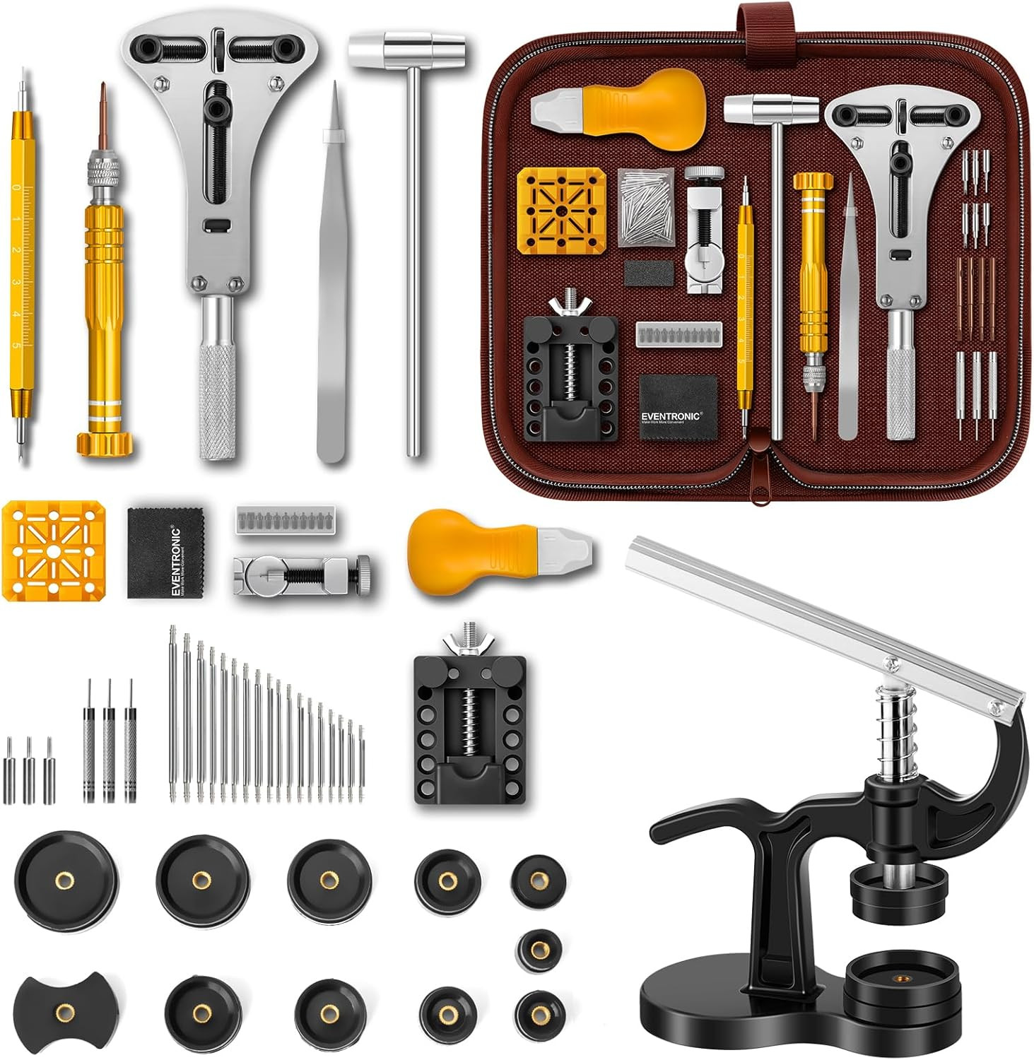 【Combination Version】Eventronic Watch Repair Tool Kit + Watch Press Tool 154PCS,