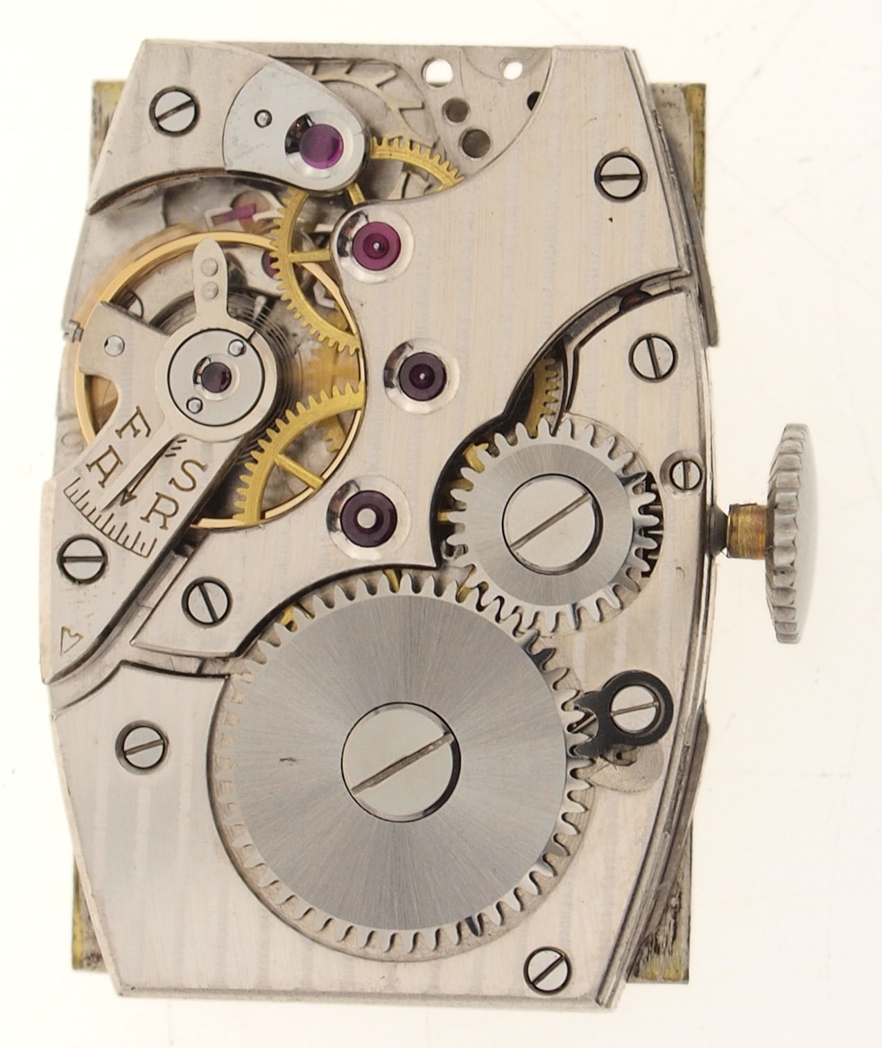 ART DECO STAHL HERRENUHR VOM MÜNCHENER JUWELIER HUBER – NEW OLD STOCK – ca. 1935
