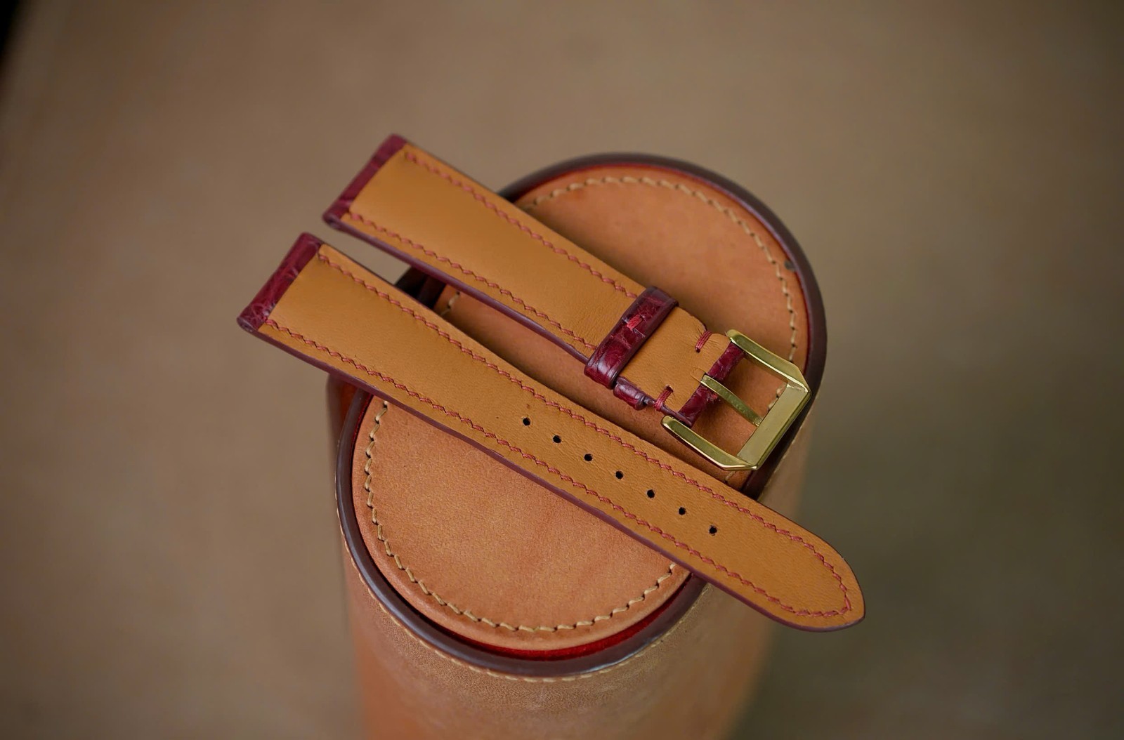 Handmade red bordeaux watch strap watch band size 20/16 (or any size)