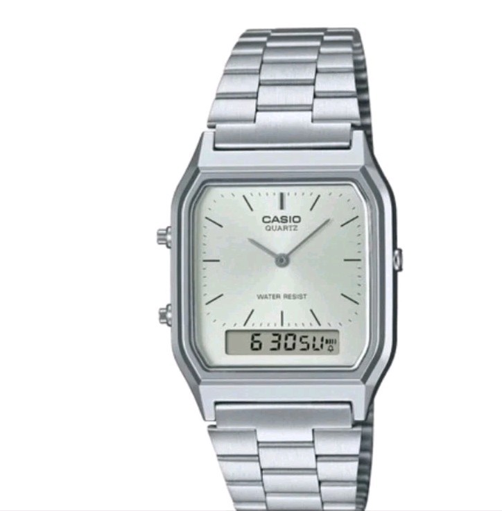 CASIO AQ-230A-7AVT Retro Dual Time Vintage Series Digital Watch-NEW