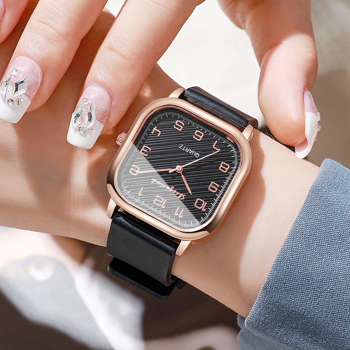 Fashion Square Women Watches Casual Silicone Strap Watch for Girls
