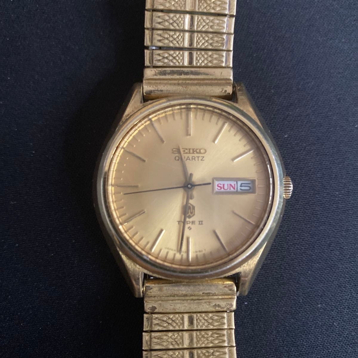Battery replaced working SEIKO Seiko TYPE II Quartz Men s Watch Gold
