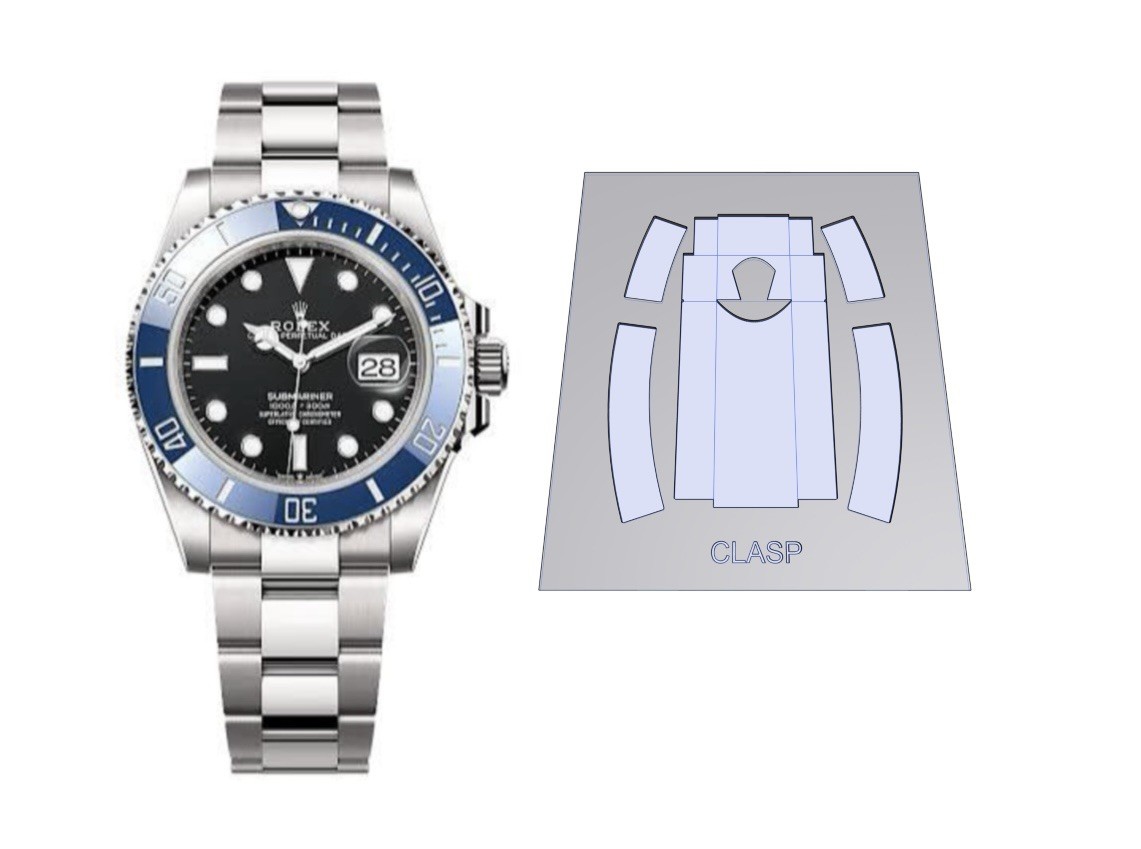 Clasp & Sides Protection HD Kit for Rolex Submariner 41 WhiteGold Nov2020-now X2