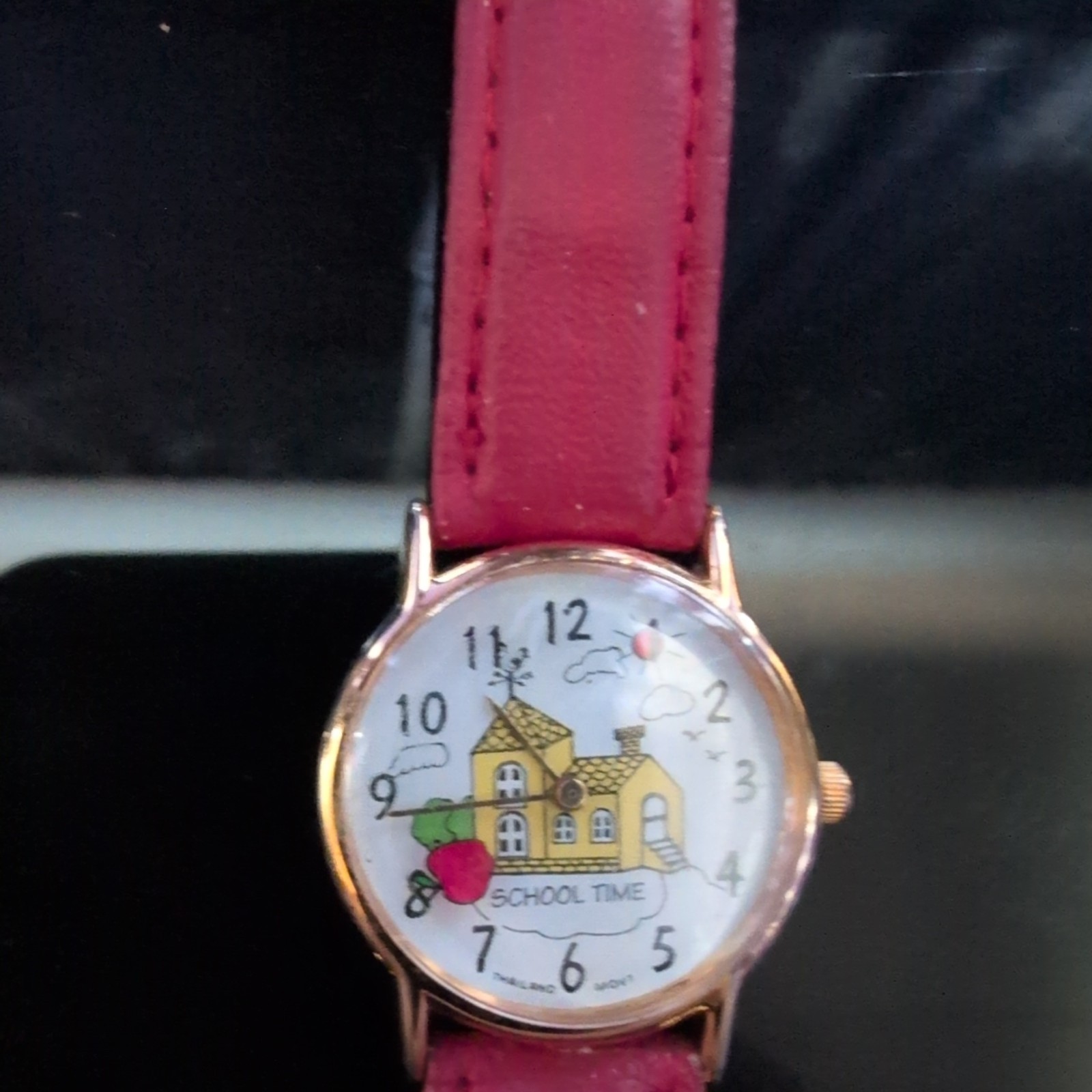 Vintage School Time Watch Rare 1980s Smoking Chimney Face Design Hong Kong