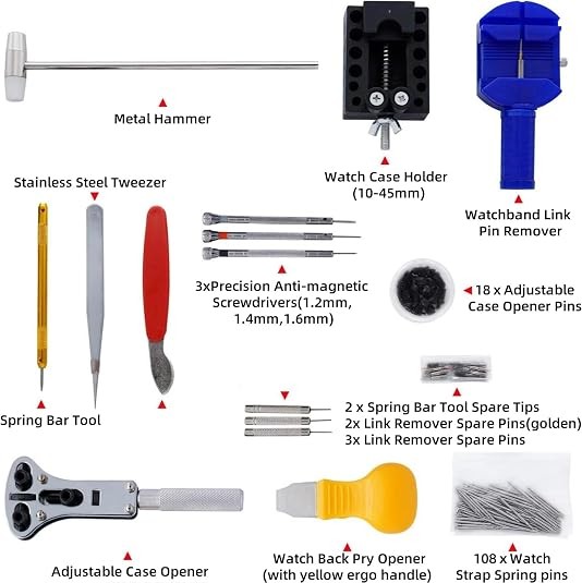 147Pcs Watch Repair Kit Professional Watchmaker Tools Spring Bar Case Opener Set