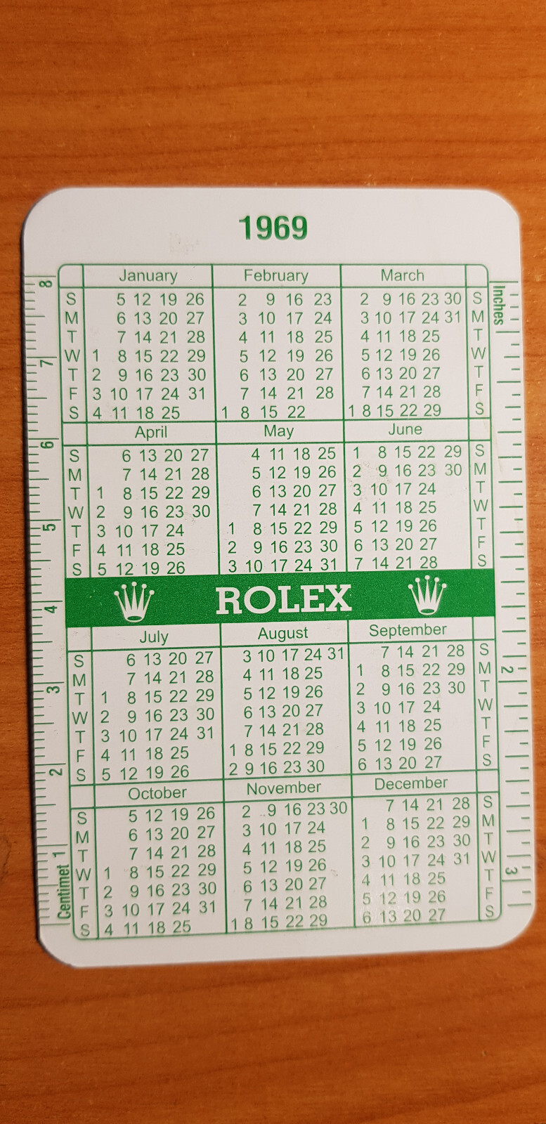 Rolex calendar green card vintage 1969/1970 in good condition