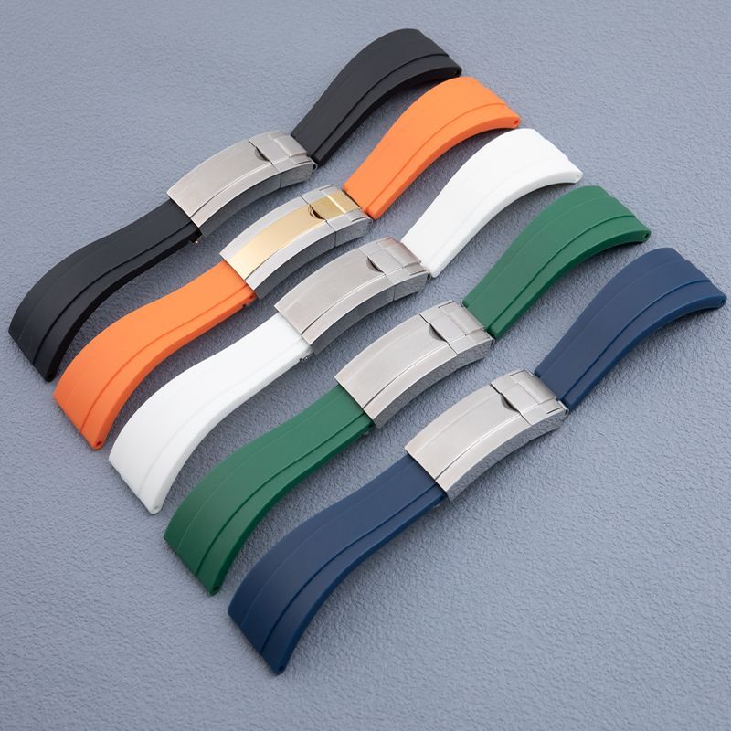22 mm Curved End Link Soft Rubber Strap Band Fits Tudor Black Bay 41mm