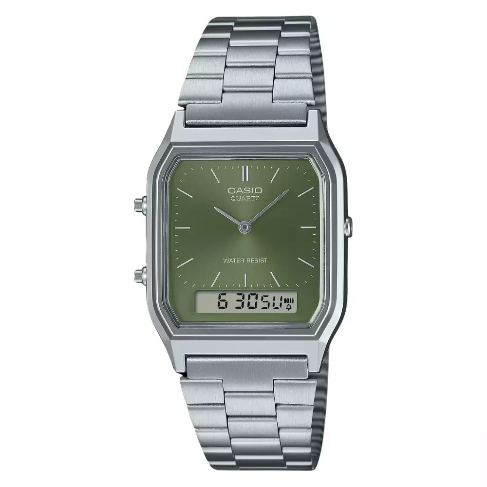 Casio New AQ-230A-3A Retro Digital Analog Alarm Mens Watch AQ230