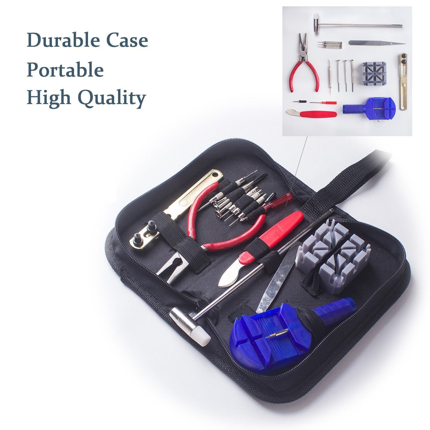 16pc Watch Repair Tool Kit for changing Batteries & Bands Tweezers Small Knife