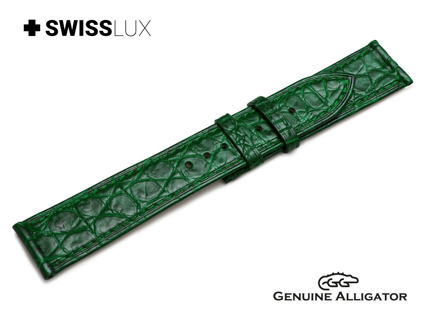 Crocodile Alligator Leather For GLASHUTTE Watch GREEN Strap Band Buckle SQ
