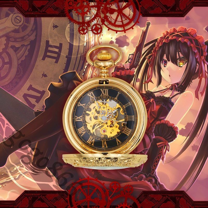 Anime DATE A LIVE Tokisaki Kurumi Fashion New Cartoon Cosplay Pocket Watches