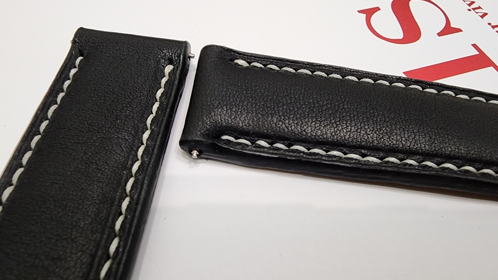 22mm Handmade Genuine Cowhide Leather Watch Strap Black 22-20 Workshop Special