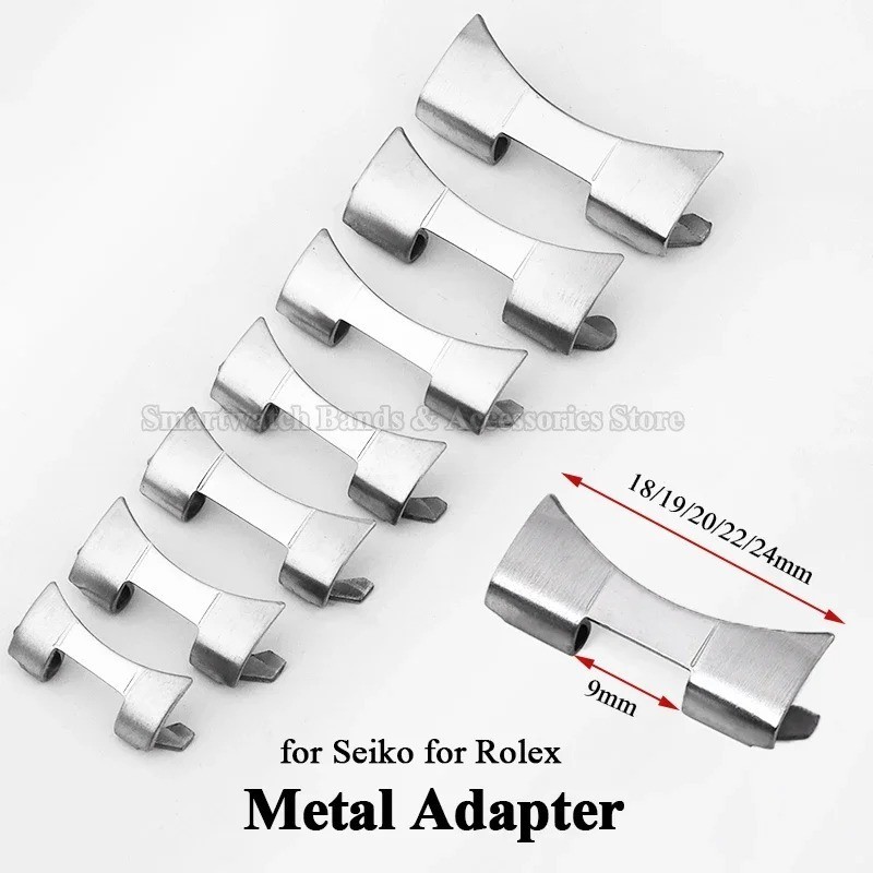 Stainless Steel Curved End Watch Band Adapter for Seiko Rolex 12-24mm Connectors