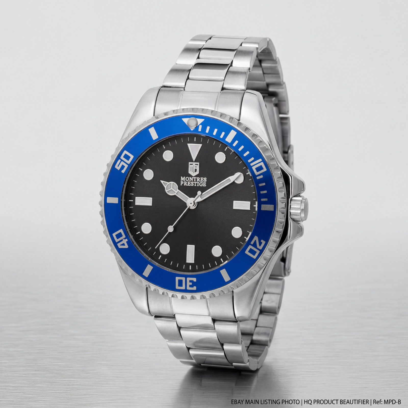 Montres Prestige X Invicta Men’s Watch 42mm Black Dial Blue Bezel Steel MPW-0082