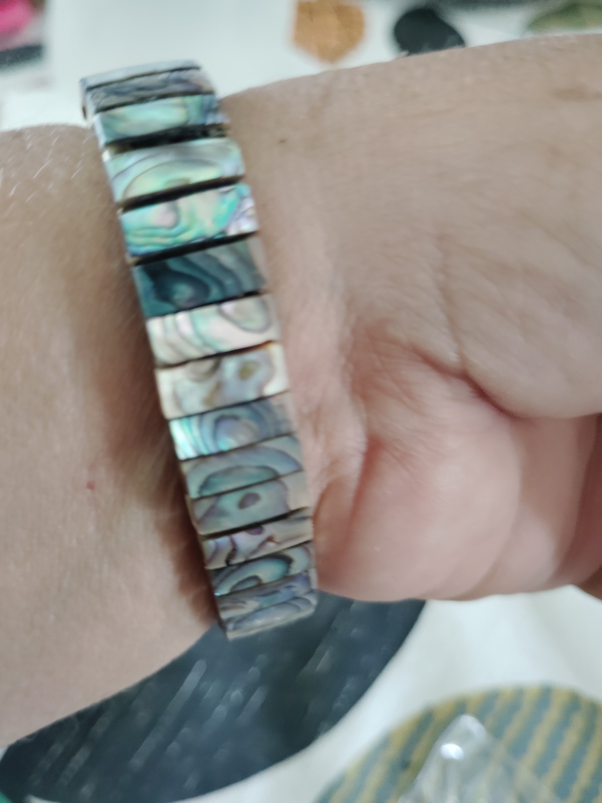 Women’s Rectangular Abalone Shell Dial Dress Watch Gold-Tone Shell Bracelet
