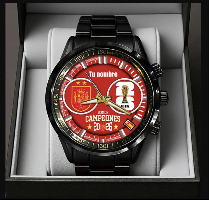 Spain Champions World Cup 2026 Black Stainless Steel Watch