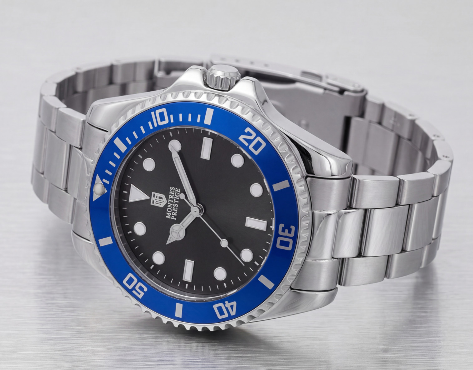 Montres Prestige X Invicta Men’s Watch 42mm Black Dial Blue Bezel Steel MPW-0082