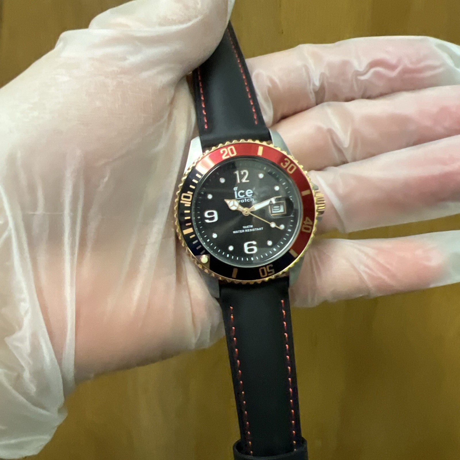ICE-WATCH Mens Wristwatch Black Red Silver Rose 016546 Steel Chic