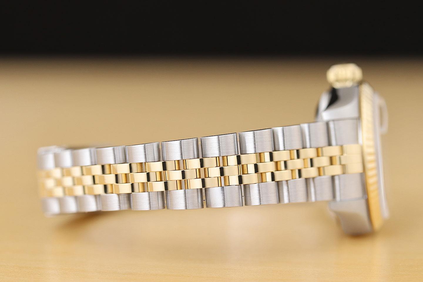 ROLEX LADIES DATEJUST 79173 MOTHER OF PEARL RUBY DIAL 18K GOLD SS TWO TONE WATCH