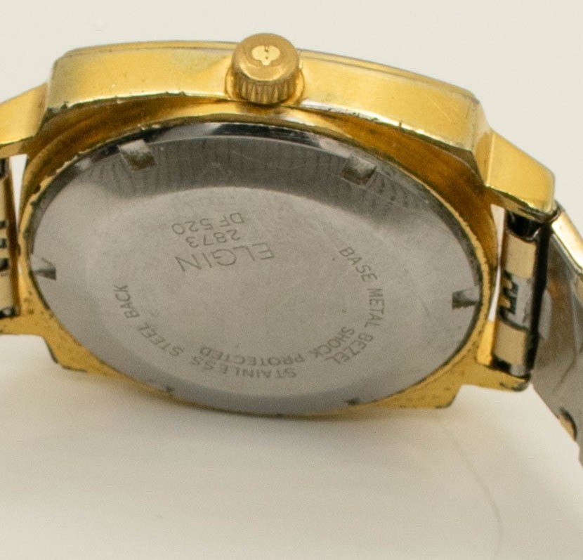 Vintage 1970 – 1979 Elgin Self-Winding DF520 17 Jewels “TV” Square Watch w/Box