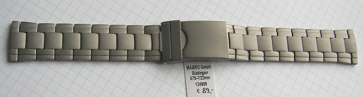 TITANUHRENARMBAND TITAN MASSIV aus dem Hause MABRO 22 mm TITANIUM SOLID BRACELET