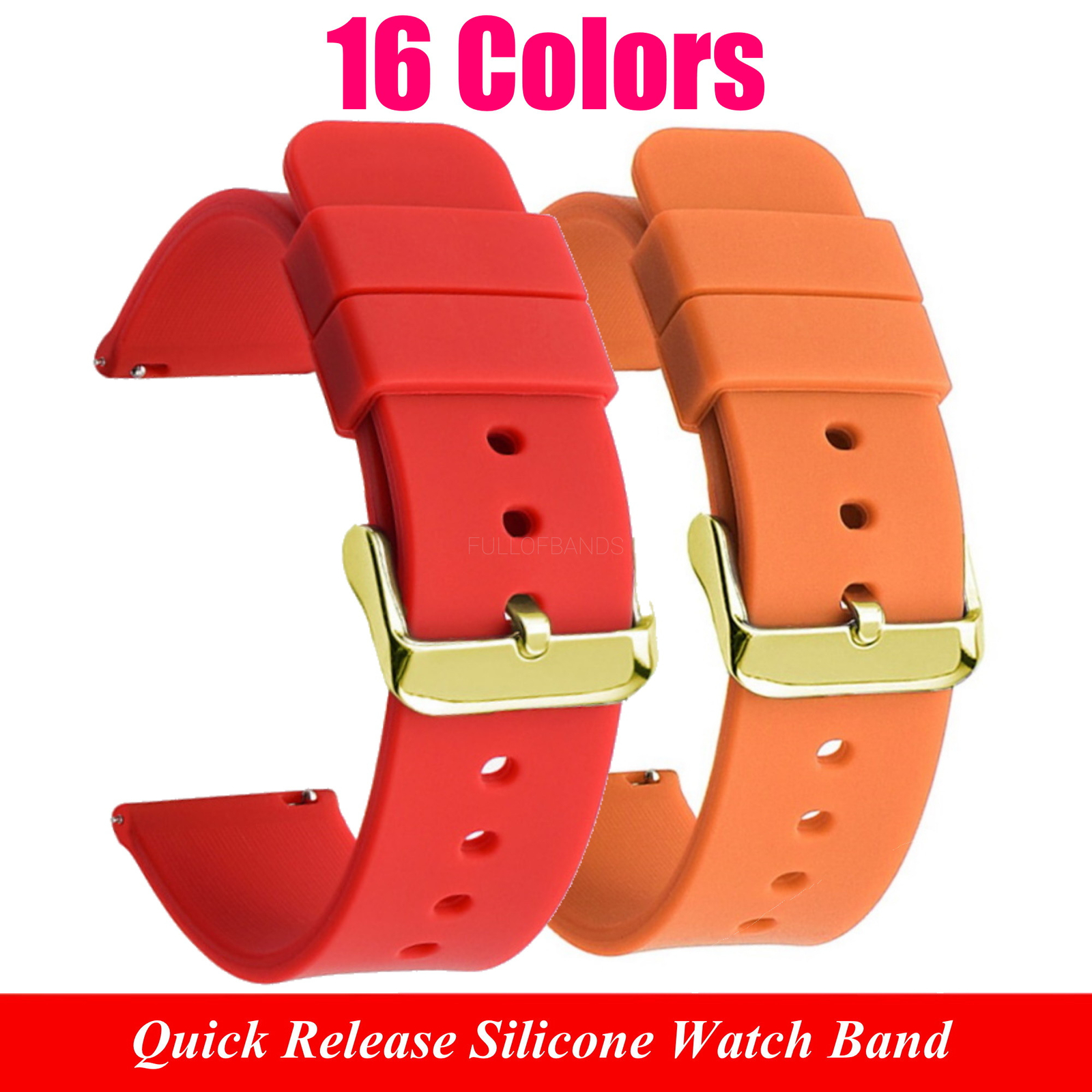 10mm 12mm 14mm 15mm 16mm 18mm 19mm 20mm 21mm 22mm 24mm Silicone Watch Band Gold