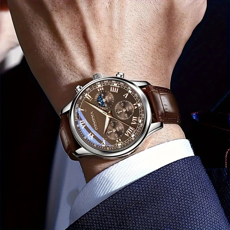 Fashion Men Business Watches Casual Leather Strap Quartz Watch for Men